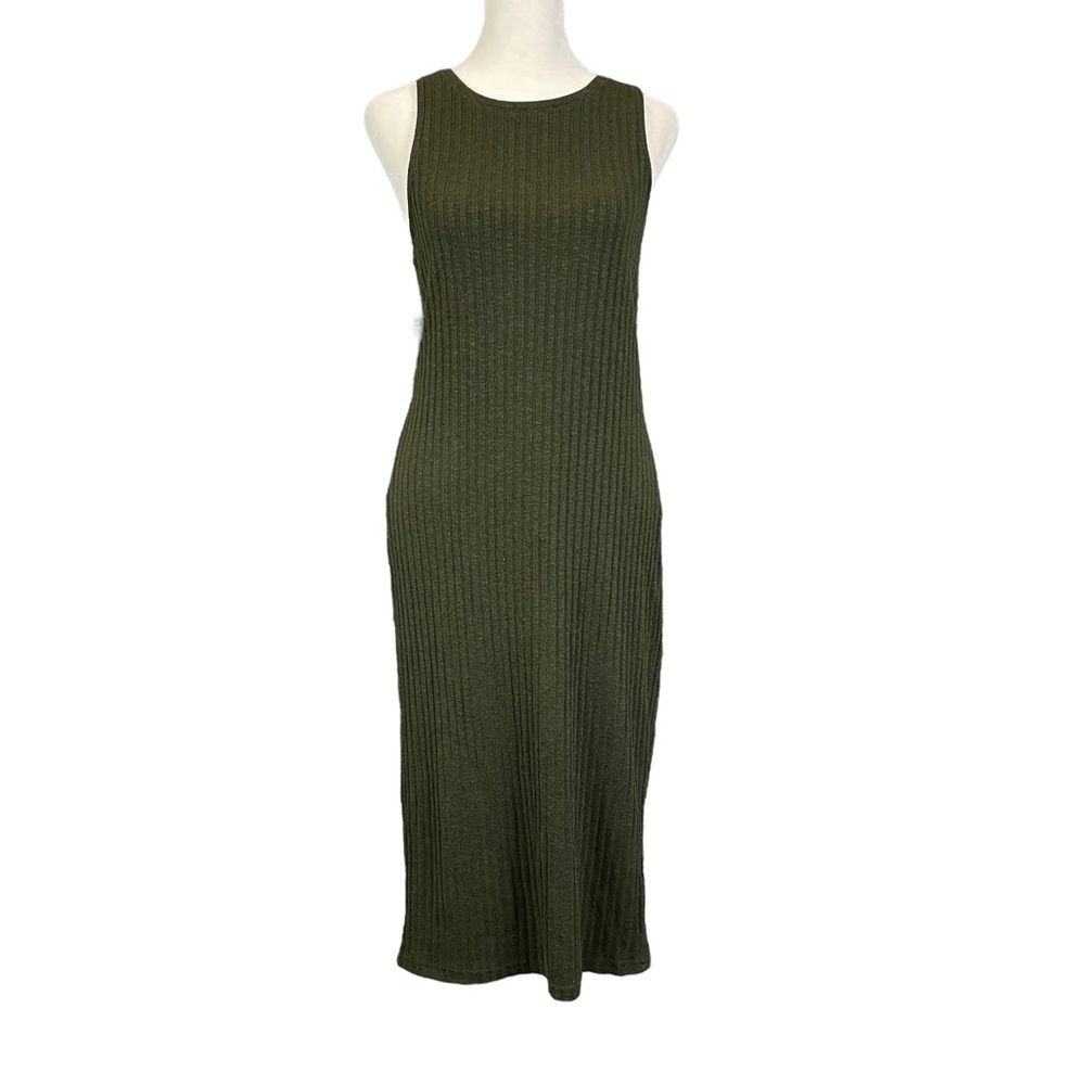 Cotton On Sweater Dress Sleeveless Racerback Olive Green Size Large
